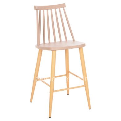 BAR STOOL MEDIUM HEIGHT VANESSA HM9300.25 CAPPUCCINO PP & METAL LEGS IN WOOD COLOR 45,5x46x97Hcm.