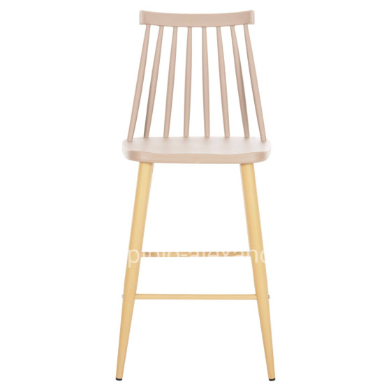 BAR STOOL MEDIUM HEIGHT VANESSA HM9300.25 CAPPUCCINO PP & METAL LEGS IN WOOD COLOR 45,5x46x97Hcm.