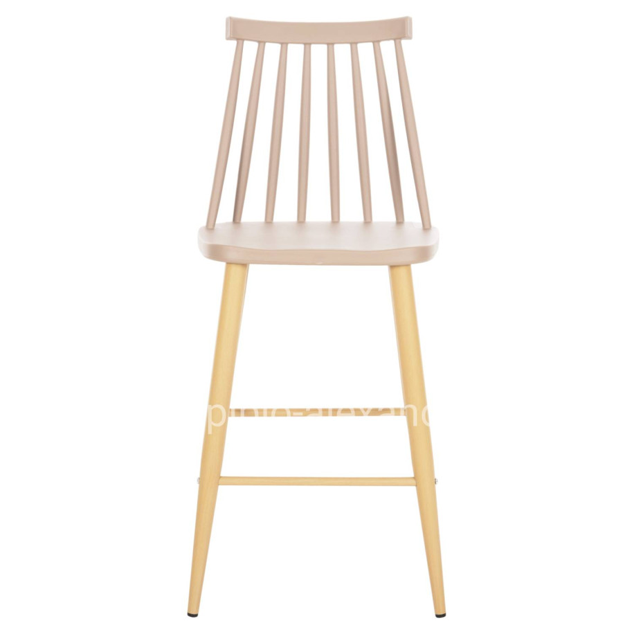 BAR STOOL MEDIUM HEIGHT VANESSA HM9300.25 CAPPUCCINO PP & METAL LEGS IN WOOD COLOR 45,5x46x97Hcm.