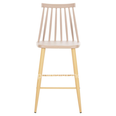 BAR STOOL MEDIUM HEIGHT VANESSA HM9300.25 CAPPUCCINO PP & METAL LEGS IN WOOD COLOR 45,5x46x97Hcm.