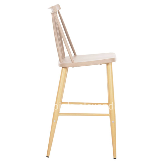 BAR STOOL MEDIUM HEIGHT VANESSA HM9300.25 CAPPUCCINO PP & METAL LEGS IN WOOD COLOR 45,5x46x97Hcm.