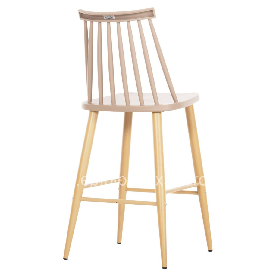 BAR STOOL MEDIUM HEIGHT VANESSA HM9300.25 CAPPUCCINO PP & METAL LEGS IN WOOD COLOR 45,5x46x97Hcm.