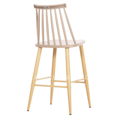 BAR STOOL MEDIUM HEIGHT VANESSA HM9300.25 CAPPUCCINO PP & METAL LEGS IN WOOD COLOR 45,5x46x97Hcm.