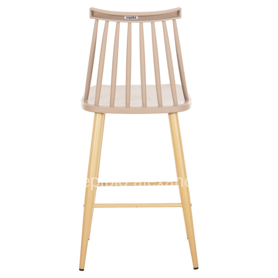 BAR STOOL MEDIUM HEIGHT VANESSA HM9300.25 CAPPUCCINO PP & METAL LEGS IN WOOD COLOR 45,5x46x97Hcm.