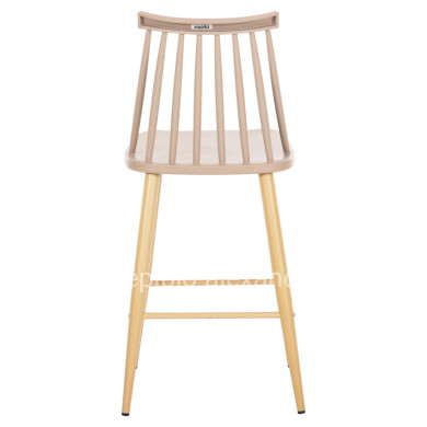 BAR STOOL MEDIUM HEIGHT VANESSA HM9300.25 CAPPUCCINO PP & METAL LEGS IN WOOD COLOR 45,5x46x97Hcm.