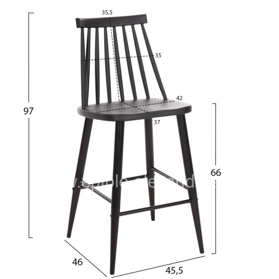 BAR STOOL MEDIUM HEIGHT VANESSA HM9300.12 POLYPROPYLENE & METAL-BLACK 45,5x46x97Hcm.
