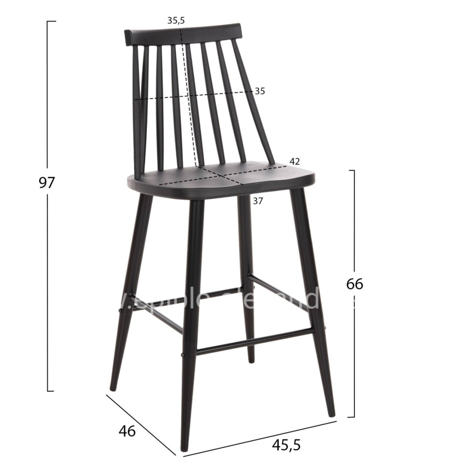 BAR STOOL MEDIUM HEIGHT VANESSA HM9300.12 POLYPROPYLENE & METAL-BLACK 45,5x46x97Hcm.