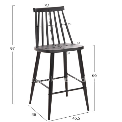 BAR STOOL MEDIUM HEIGHT VANESSA HM9300.12 POLYPROPYLENE & METAL-BLACK 45,5x46x97Hcm.
