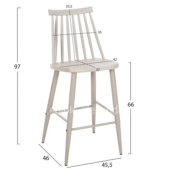 BAR STOOL MEDIUM HEIGHT VANESSA HM9300.20 POLYPROPYLENE & METAL-GREY 45,5x46x97Hcm.
