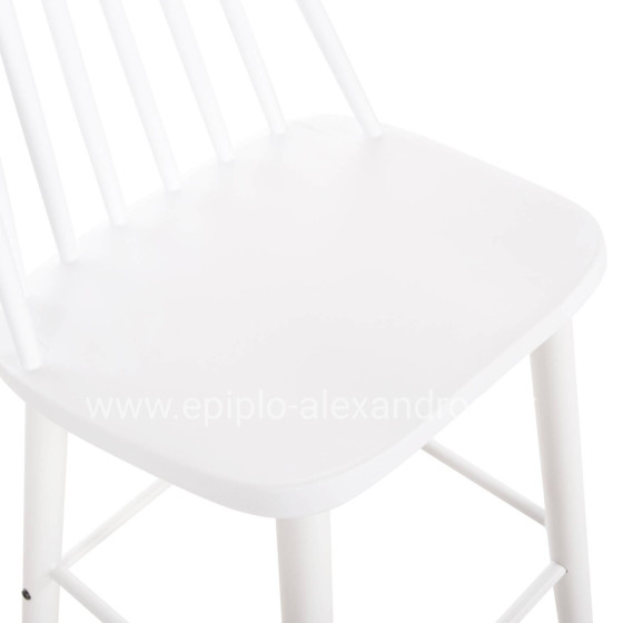 BAR STOOL HIGH SEAT VANESSA HM8459.11 WHITE PP & WHITE METAL LEGS 47x48,5x107Hcm.