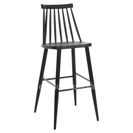 BAR STOOL HIGH SEAT VANESSA HM8459.12 BLACK PP & BLACK METAL LEGS 47x48,5x107Hcm.