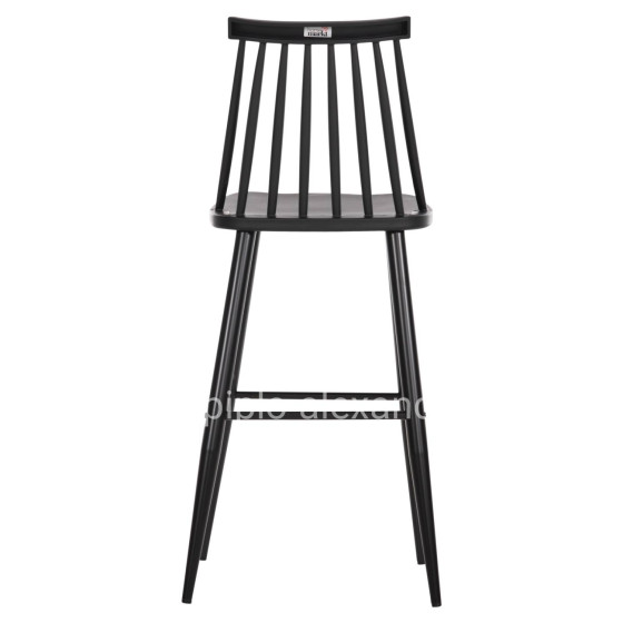 BAR STOOL HIGH SEAT VANESSA HM8459.12 BLACK PP & BLACK METAL LEGS 47x48,5x107Hcm.