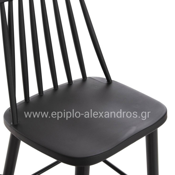 BAR STOOL HIGH SEAT VANESSA HM8459.12 BLACK PP & BLACK METAL LEGS 47x48,5x107Hcm.