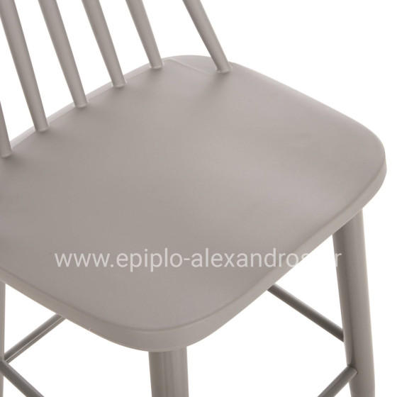 ΣΚΑΜΠΟ ΜΠΑΡ ΨΗΛΟ VANESSA HM8459.20 ΓΚΡΙ PP & ΓΚΡΙ ΜΕΤΑΛ.ΠΟΔΙΑ 47x48,5x107Υεκ.