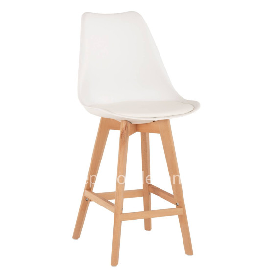 BAR STOOL VEGAS HM8000.21 MEDIUM HEIGHT WHITE POLYPROPYLENE NATURAL BEECH WOOD 47x58x100Hcm.