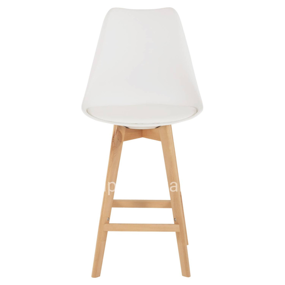 BAR STOOL VEGAS HM8000.21 MEDIUM HEIGHT WHITE POLYPROPYLENE NATURAL BEECH WOOD 47x58x100Hcm.