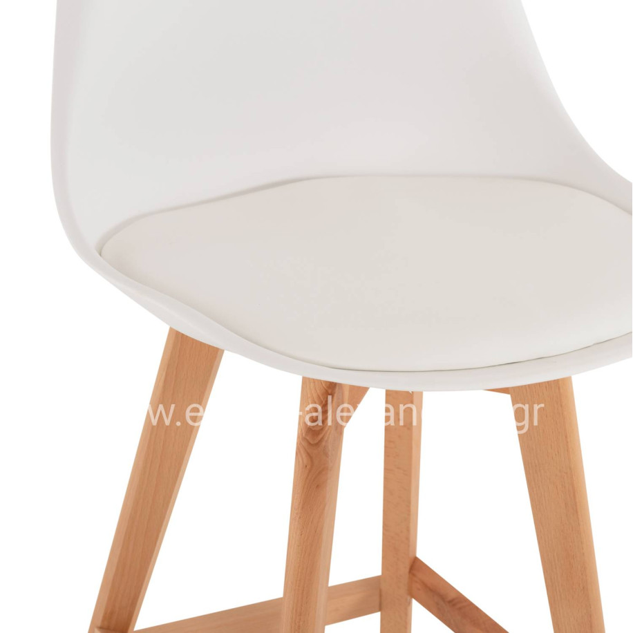 BAR STOOL VEGAS HM8000.21 MEDIUM HEIGHT WHITE POLYPROPYLENE NATURAL BEECH WOOD 47x58x100Hcm.