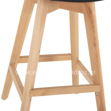 BAR STOOL VEGAS HM8000.22 MEDIUM HEIGHT BLACK POLYPROPYLENE NATURAL BEECH WOOD 47x58x100Hcm.