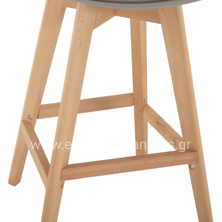 BAR STOOL VEGAS HM8000.40 MEDIUM HEIGHT GREY POLYPROPYLENE NATURAL BEECH WOOD 47x58x100Hcm.