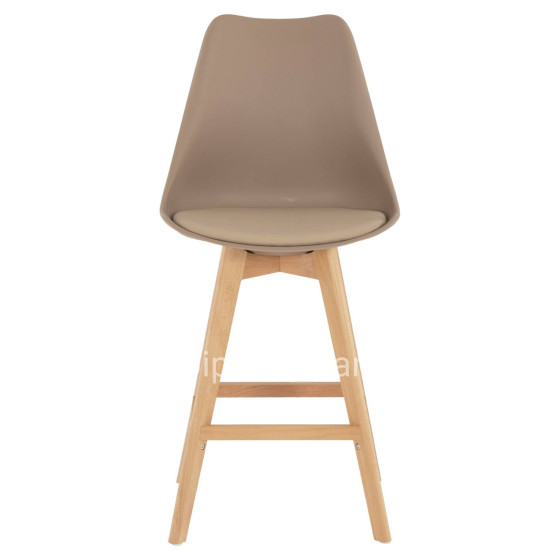 BAR STOOL VEGAS HM8000.55 MEDIUM HEIGHT CAPPUCCINO POLYPROPYLENE NATURAL BEECH WOOD 47x58x100Hcm.