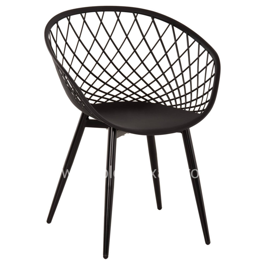 ARMCHAIR ARIADNE HM8001.22 BLACK POLYPROPYLENE- BLACK METAL LEGS 63x56x80Hcm.