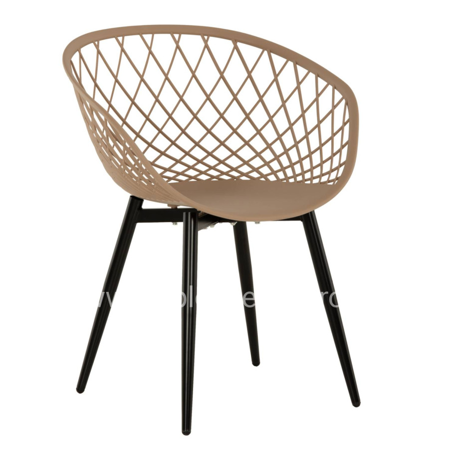ARMCHAIR ARIADNE HM8001.23 CAPPUCCINO POLYPROPYLENE-BLACK METAL LEGS 63x56x80Hcm.