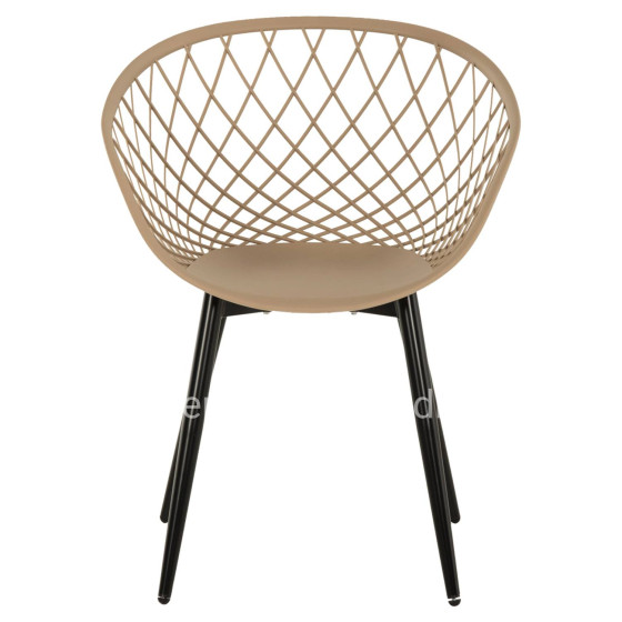 ARMCHAIR ARIADNE HM8001.23 CAPPUCCINO POLYPROPYLENE-BLACK METAL LEGS 63x56x80Hcm.