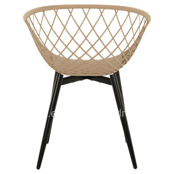 ARMCHAIR ARIADNE HM8001.23 CAPPUCCINO POLYPROPYLENE-BLACK METAL LEGS 63x56x80Hcm.