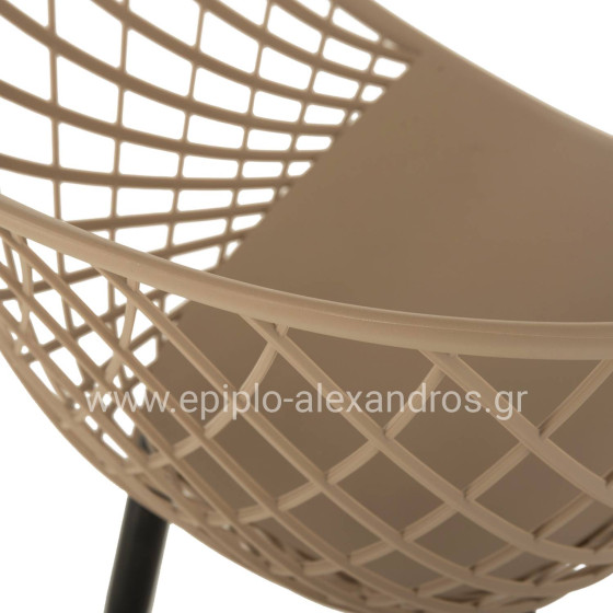 ARMCHAIR ARIADNE HM8001.23 CAPPUCCINO POLYPROPYLENE-BLACK METAL LEGS 63x56x80Hcm.