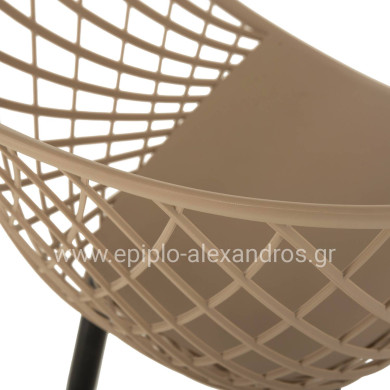 ARMCHAIR ARIADNE HM8001.23 CAPPUCCINO POLYPROPYLENE-BLACK METAL LEGS 63x56x80Hcm.