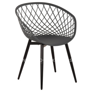 ARMCHAIR ARIADNE HM8001.30 GREY POLYPROPYLENE-BLACK METAL LEGS 63x56x80Hcm.