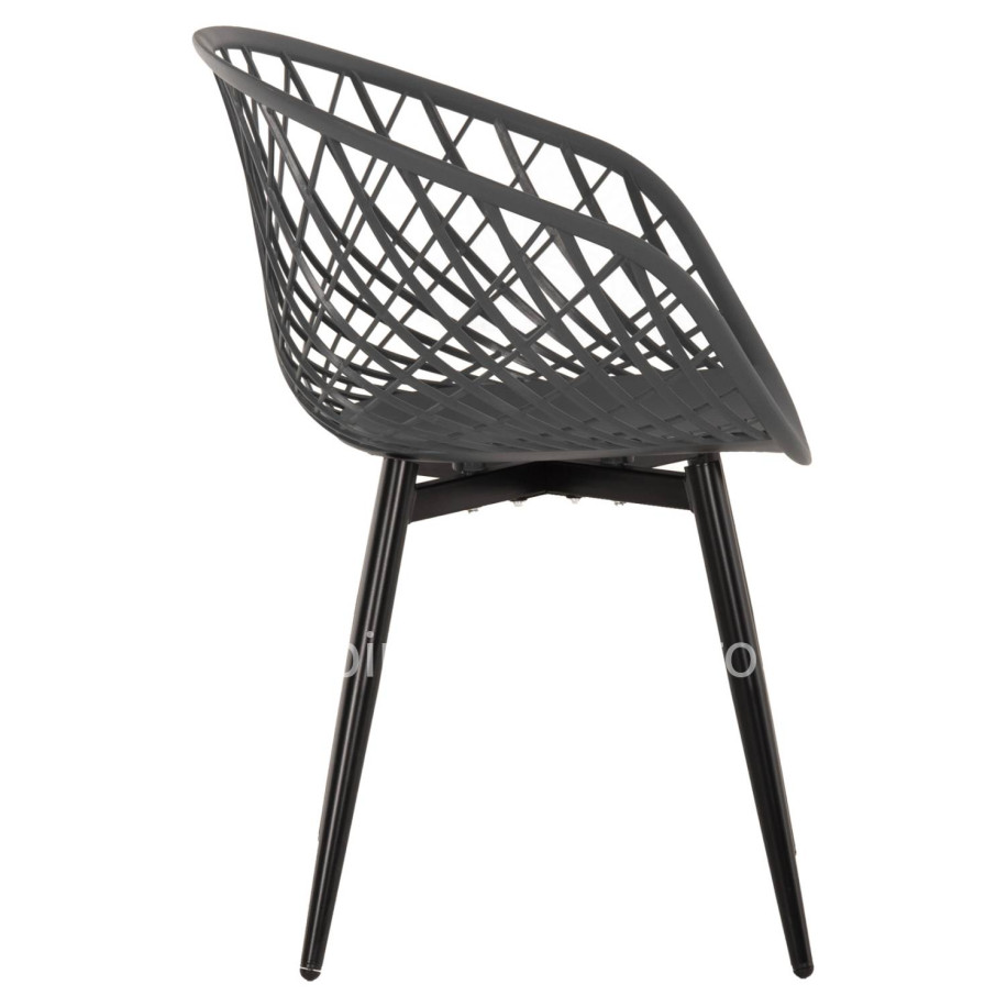 ARMCHAIR ARIADNE HM8001.30 GREY POLYPROPYLENE-BLACK METAL LEGS 63x56x80Hcm.