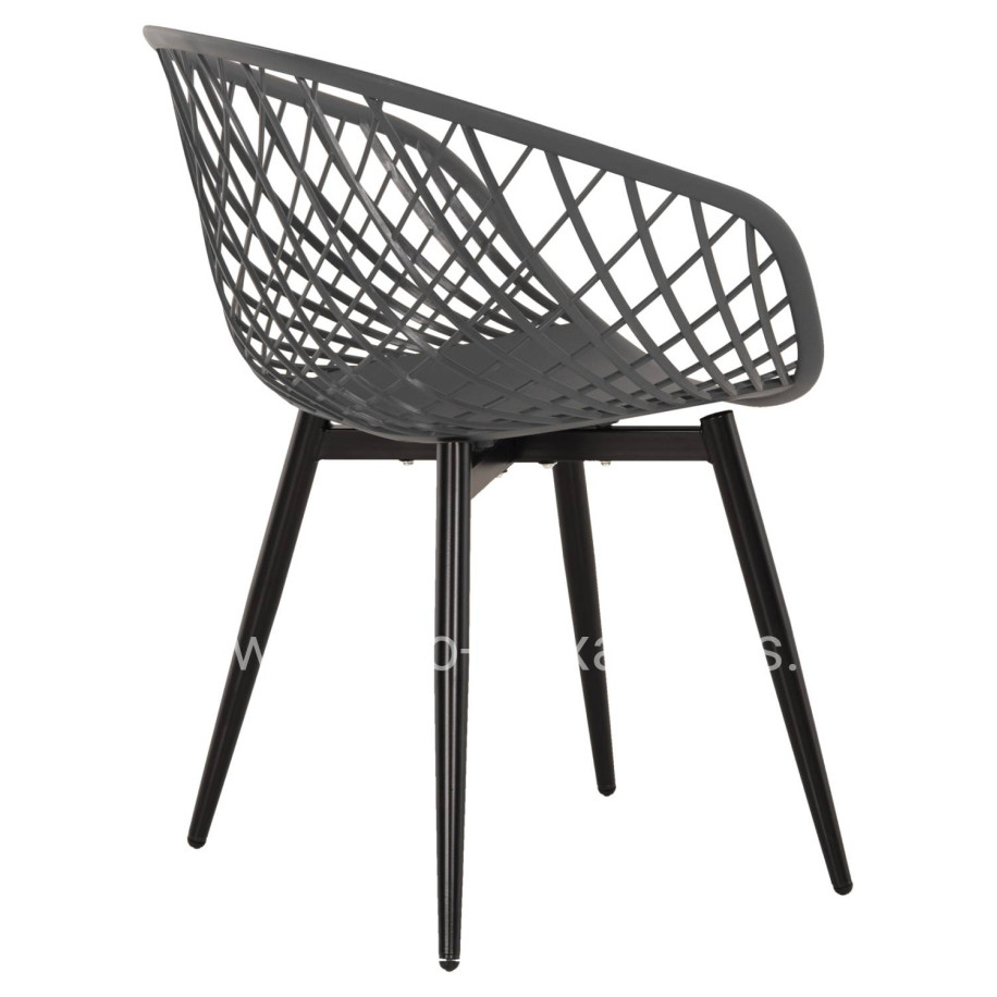 ARMCHAIR ARIADNE HM8001.30 GREY POLYPROPYLENE-BLACK METAL LEGS 63x56x80Hcm.
