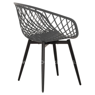 ARMCHAIR ARIADNE HM8001.30 GREY POLYPROPYLENE-BLACK METAL LEGS 63x56x80Hcm.