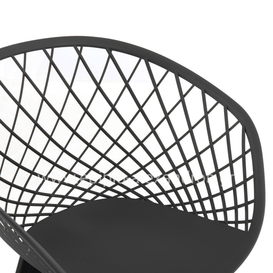 ARMCHAIR ARIADNE HM8001.30 GREY POLYPROPYLENE-BLACK METAL LEGS 63x56x80Hcm.