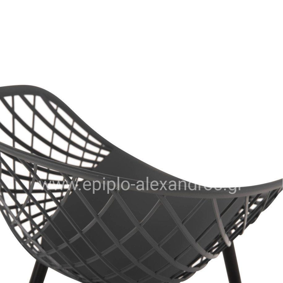 ARMCHAIR ARIADNE HM8001.30 GREY POLYPROPYLENE-BLACK METAL LEGS 63x56x80Hcm.