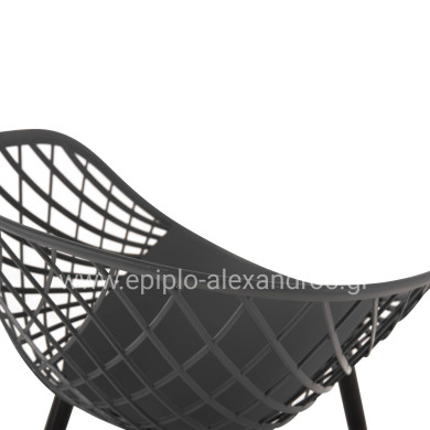 ARMCHAIR ARIADNE HM8001.30 GREY POLYPROPYLENE-BLACK METAL LEGS 63x56x80Hcm.