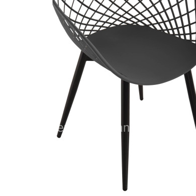 ARMCHAIR ARIADNE HM8001.30 GREY POLYPROPYLENE-BLACK METAL LEGS 63x56x80Hcm.