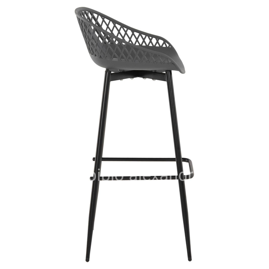 BAR STOOL AVAYA HM8686.20 GREY POLYPROPYLENE-BLACK METAL LEGS 46x48x99Hcm.