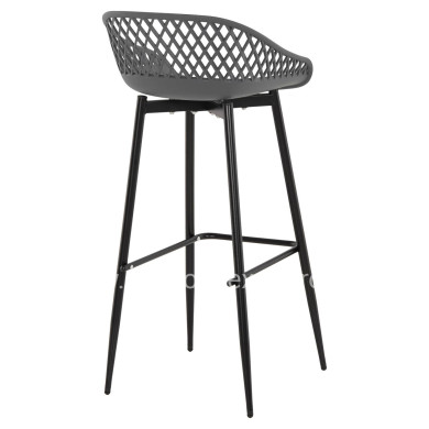 BAR STOOL AVAYA HM8686.20 GREY POLYPROPYLENE-BLACK METAL LEGS 46x48x99Hcm.
