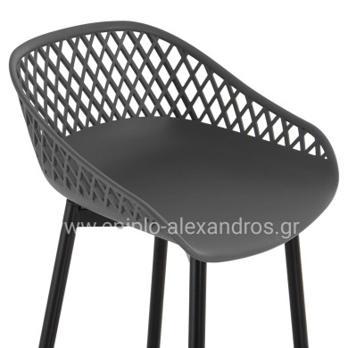 BAR STOOL AVAYA HM8686.20 GREY POLYPROPYLENE-BLACK METAL LEGS 46x48x99Hcm.