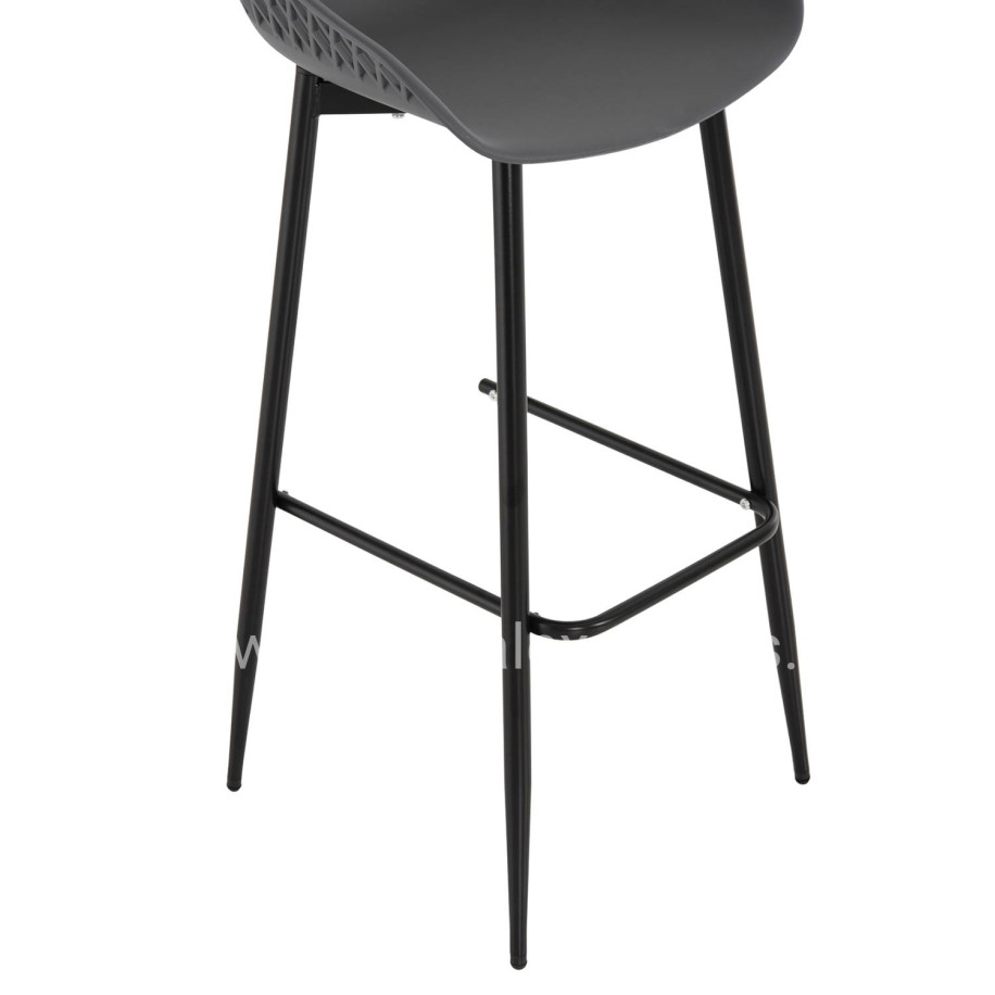 BAR STOOL AVAYA HM8686.20 GREY POLYPROPYLENE-BLACK METAL LEGS 46x48x99Hcm.