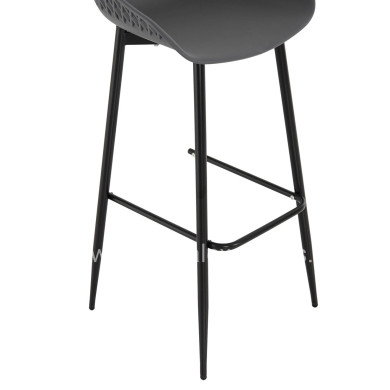 BAR STOOL AVAYA HM8686.20 GREY POLYPROPYLENE-BLACK METAL LEGS 46x48x99Hcm.