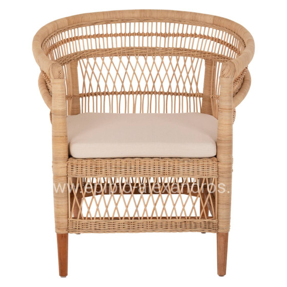 ΠΟΛΥΘΡΟΝΑ MALAWI HM9635.04 ΞΥΛΟ ΜΑΟΝΙ ΕΠΕΝΔΥΣΗ RATTAN ΛΕΥΚΟ ΜΑΞΙΛΑΡΙ ΚΑΘΙΣΜΑΤΟΣ 80x70x86Υεκ.
