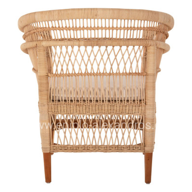 ARMCHAIR MALAWI HM9635.04 MAHOGANY WOOD-RATTAN-WHITE CUSHION 80x70x86Hcm.