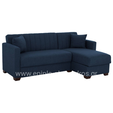 CORNER SOFA-BED GHUFRAN HM3244.07 REVERSIBLE WITH STORAGE SPACE-BLUE FABRIC 202x140x78Hcm.