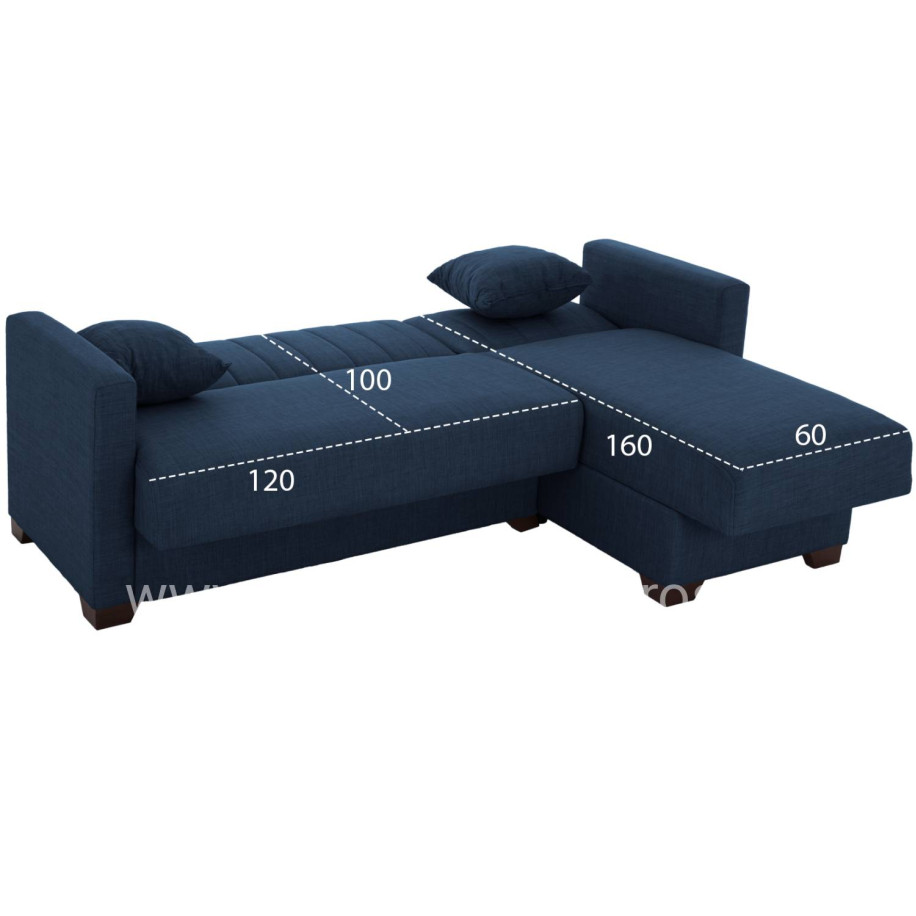 CORNER SOFA-BED GHUFRAN HM3244.07 REVERSIBLE WITH STORAGE SPACE-BLUE FABRIC 202x140x78Hcm.