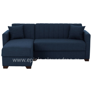 CORNER SOFA-BED GHUFRAN HM3244.07 REVERSIBLE WITH STORAGE SPACE-BLUE FABRIC 202x140x78Hcm.