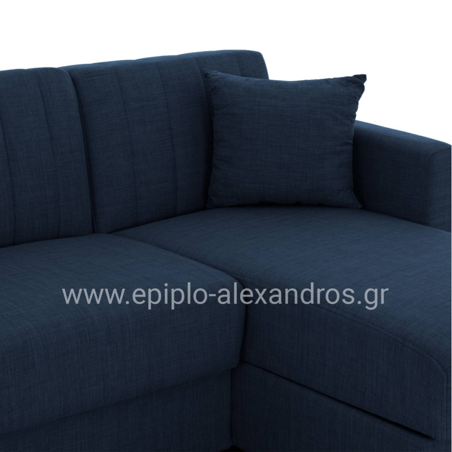 CORNER SOFA-BED GHUFRAN HM3244.07 REVERSIBLE WITH STORAGE SPACE-BLUE FABRIC 202x140x78Hcm.