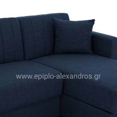 CORNER SOFA-BED GHUFRAN HM3244.07 REVERSIBLE WITH STORAGE SPACE-BLUE FABRIC 202x140x78Hcm.